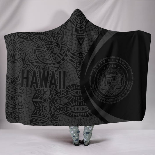 Hawaii Polynesian Hooded Blanket - Circle Style 02 J1-HOODED BLANKETS (P)-Phaethon-Hooded Blanket-Youth 60"x45"-White-Vibe Cosy™