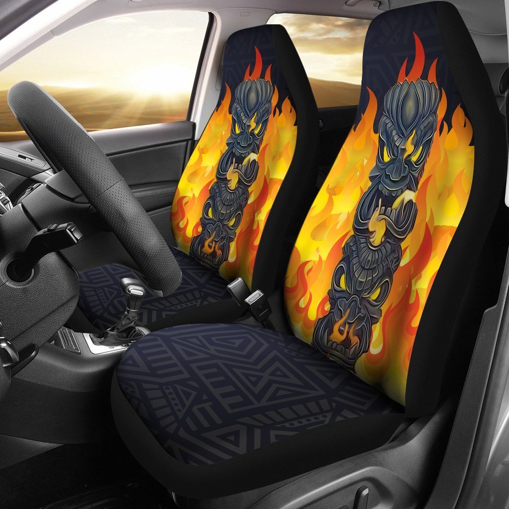 Tiki Fire Background Car Seat Covers - AH - TH3-CAR SEAT COVERS-Alohawaii-Car Seat Covers-Universal Fit-White-Vibe Cosy™