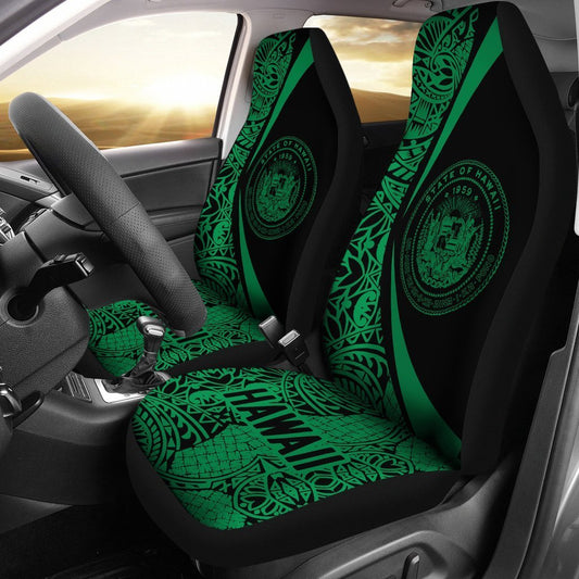 Hawaii Coat Of Arm Polynesian Car Seat Covers - Circle Style 04 J1-CAR SEAT COVERS-Alohawaii-Car Seat Covers-Universal Fit-White-Vibe Cosy™