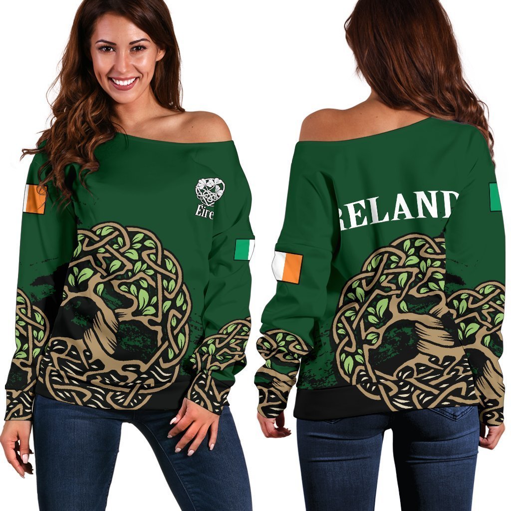 Celtic Tree Of Life Women's Off Shoulder Sweater Version 2 Z2-WOMENS OFF SHOULDER SWEATERS-HD09-Women's Off Shoulder Sweater - .-2XS-Vibe Cosy™