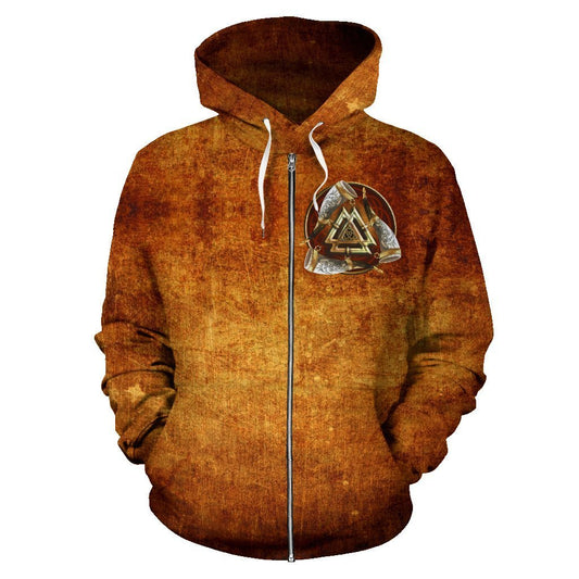 Viking Vintage All Over Zip-Up Hoodie - BN01-ALL OVER PRINT ZIP HOODIES (P)-HP Arts-Zip-Up Hoodie-S-Vibe Cosy™