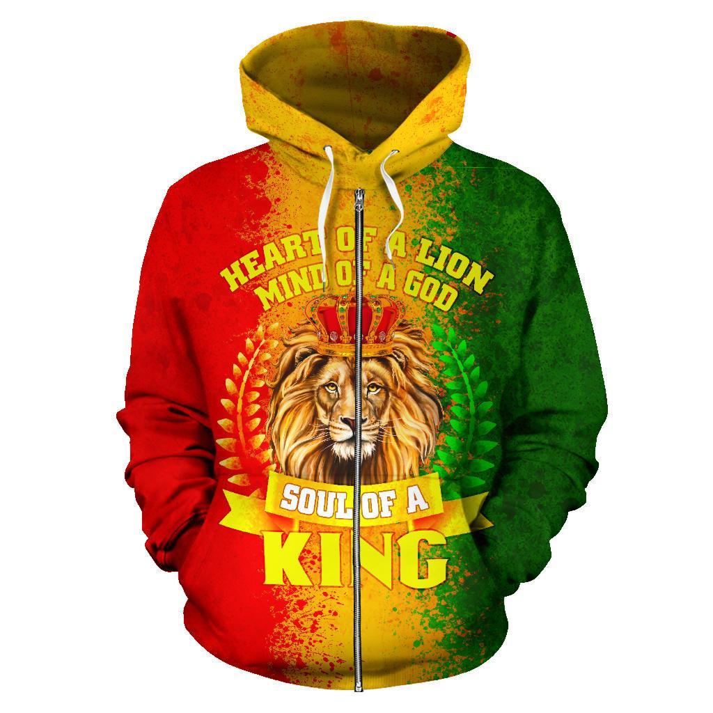 African Zip-Up Hoodie - Africa Soul Of A King-ALL OVER PRINT ZIP HOODIES-HPArt-Men-S-Red-Vibe Cosy™