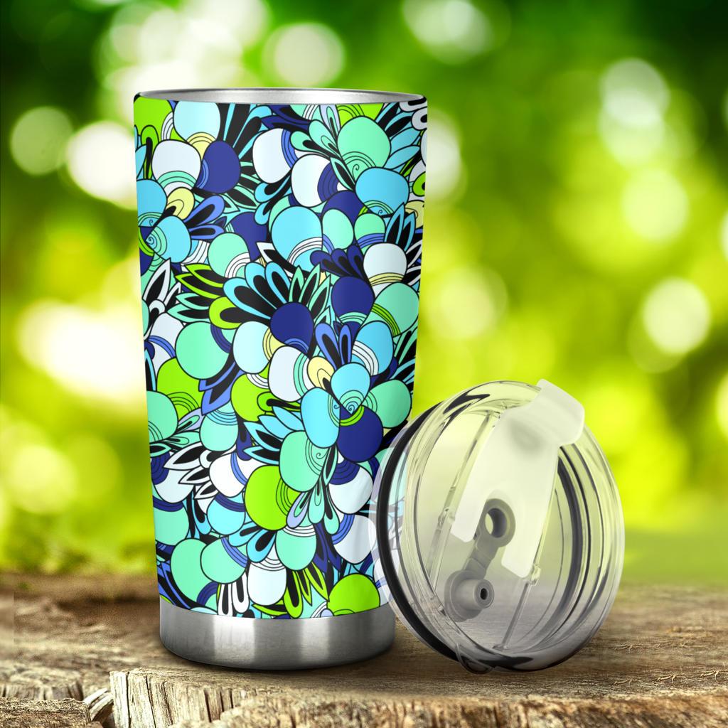 Funky Patterns in Blues - Travel Tumbler-Amaze Style™-Tumbler - Funky Patterns in Blues - Travel Tumbler-20oz Large-Vibe Cosy™