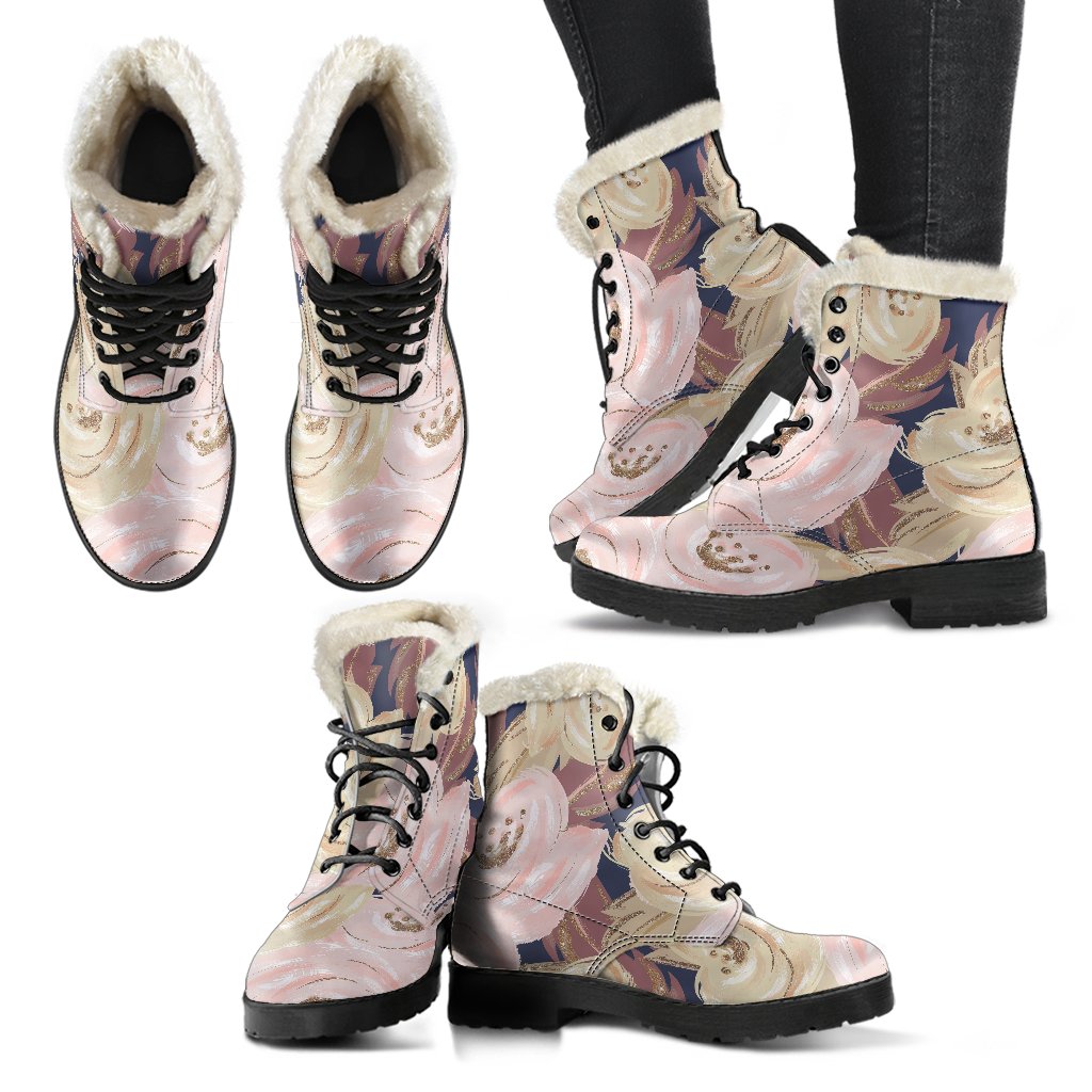 Autumn Fall Large Bloom - Faux Fur Leather Boots-Amaze Style™-Women's Faux Fur Leather BootsAutumn Fall Large Bloom - Faux Fur Leather Boots-US5 (EU35)-Vibe Cosy™