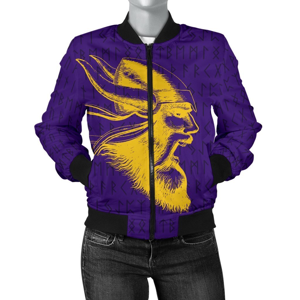 Viking Warrior™ Women's Bomber Jacket TH75-BOMBER JACKETS (P)-HP Arts-Women's Bomber Jacket-S-Purple-Vibe Cosy™