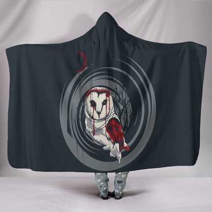 Custom Hoodie Blanket _ Bloody Owl-6teenth World™-Hooded Blanket-Youth 60"x45"-Vibe Cosy™