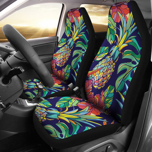 Colorful Pineapple Car Seat Covers - AH - K5-CAR SEAT COVERS-Alohawaii-Car Seat Covers-Universal Fit-White-Vibe Cosy™