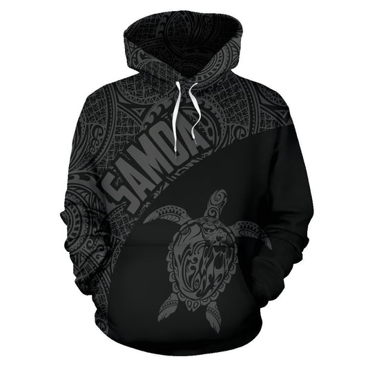 Samoa Hoodie Turtle Mermaid Polynesian Wave - Gray Version-ALL OVER PRINT HOODIES (P)-Phaethon-Hoodie-S-Vibe Cosy™