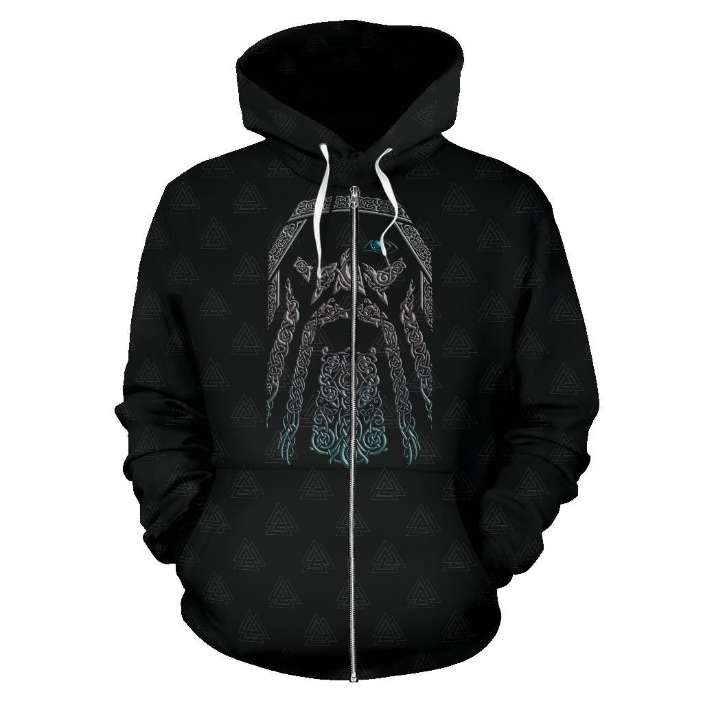 Odin (Wutan) - Viking Valhalla Zip-Up Hoodie A7-ALL OVER PRINT ZIP HOODIES (P)-HP Arts-Zip-Up Hoodie-S-Black-Vibe Cosy™