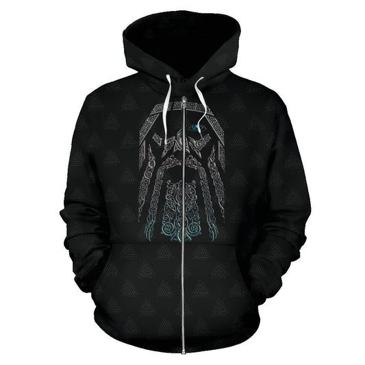 Odin (Wutan) - Viking Valhalla Zip-Up Hoodie A7-ALL OVER PRINT ZIP HOODIES (P)-HP Arts-Zip-Up Hoodie-S-Black-Vibe Cosy™