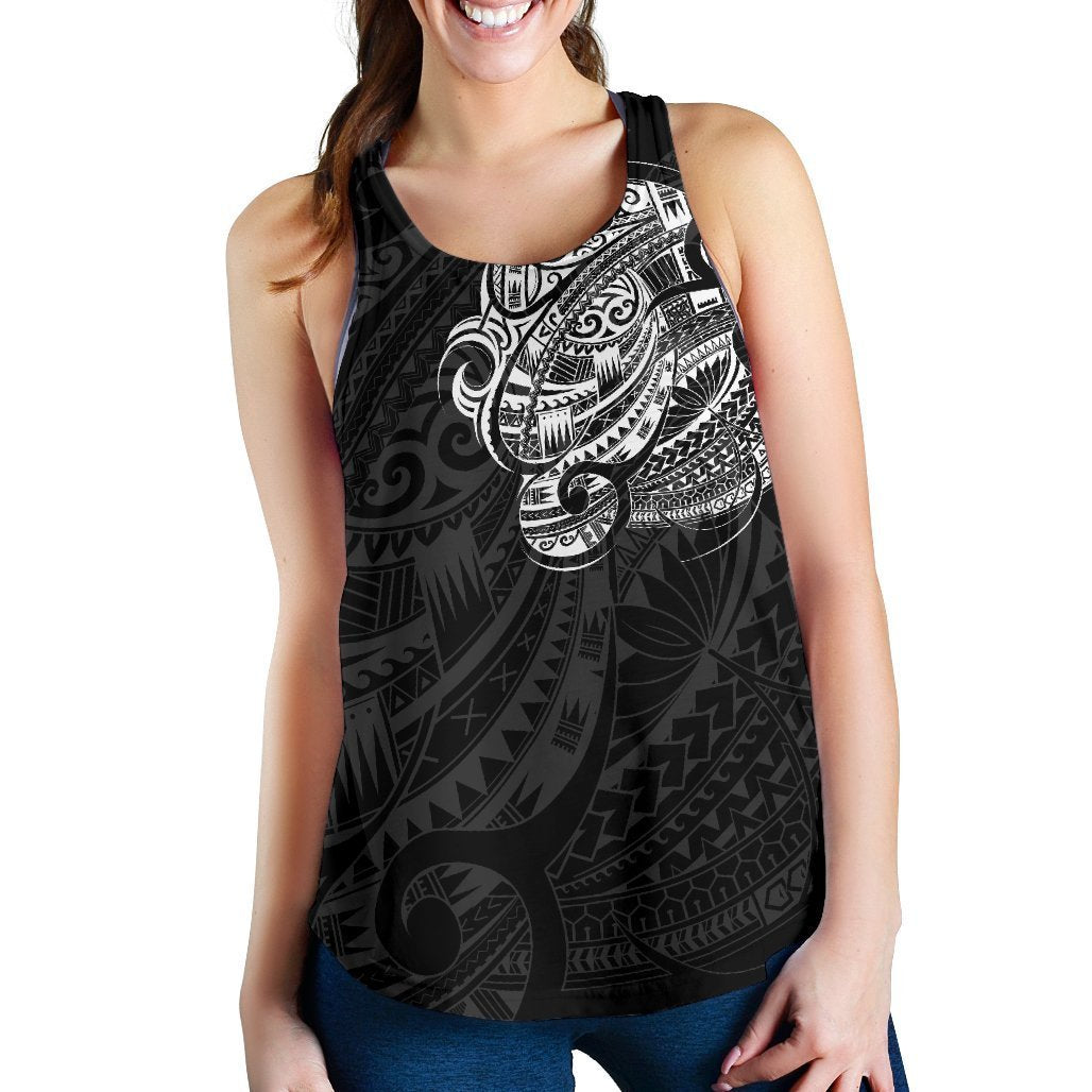 Maori Tattoo Style Women's Racerback Tank - White Version A74-WOMENS RACERBACK TANK-HD09-Racerback Tank Top - .-XS-Vibe Cosy™