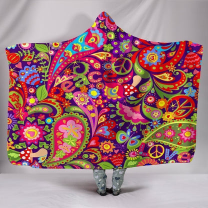 Hippie Peace Hoodie Blanket-6teenth World™-Hooded Blanket-Youth 60x45-Vibe Cosy™