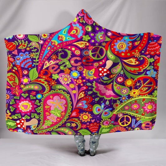 Hippie Peace Hoodie Blanket-6teenth World™-Hooded Blanket-Youth 60x45-Vibe Cosy™