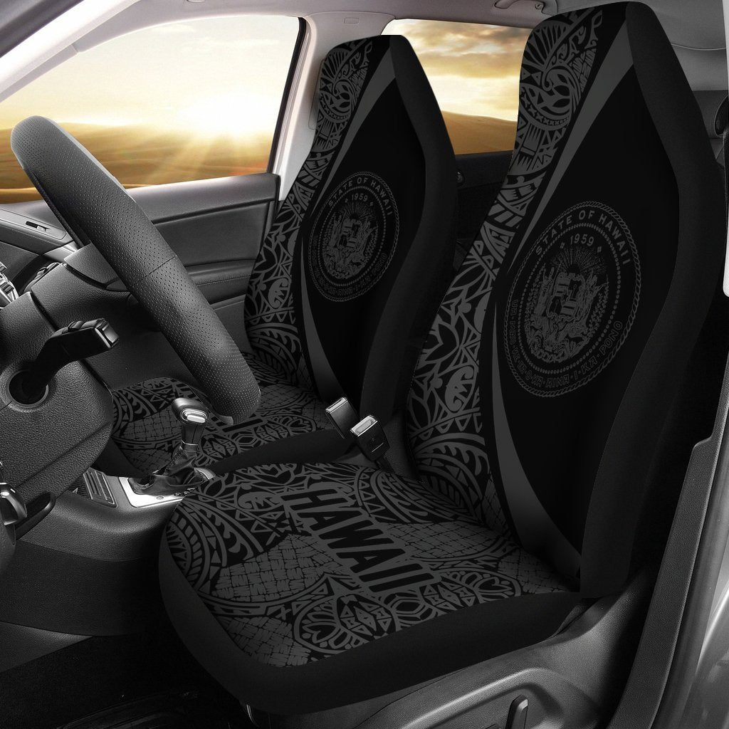 Hawaii Coat Of Arm Polynesian Car Seat Covers - Circle Style 07 J1-CAR SEAT COVERS-Alohawaii-Car Seat Covers-Universal Fit-White-Vibe Cosy™