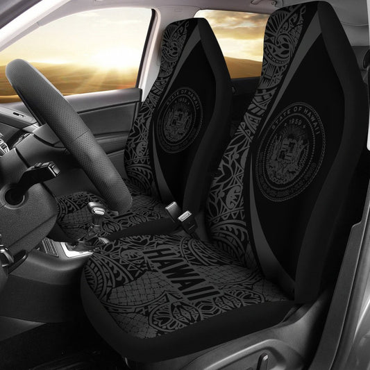 Hawaii Coat Of Arm Polynesian Car Seat Covers - Circle Style 07 J1-CAR SEAT COVERS-Alohawaii-Car Seat Covers-Universal Fit-White-Vibe Cosy™