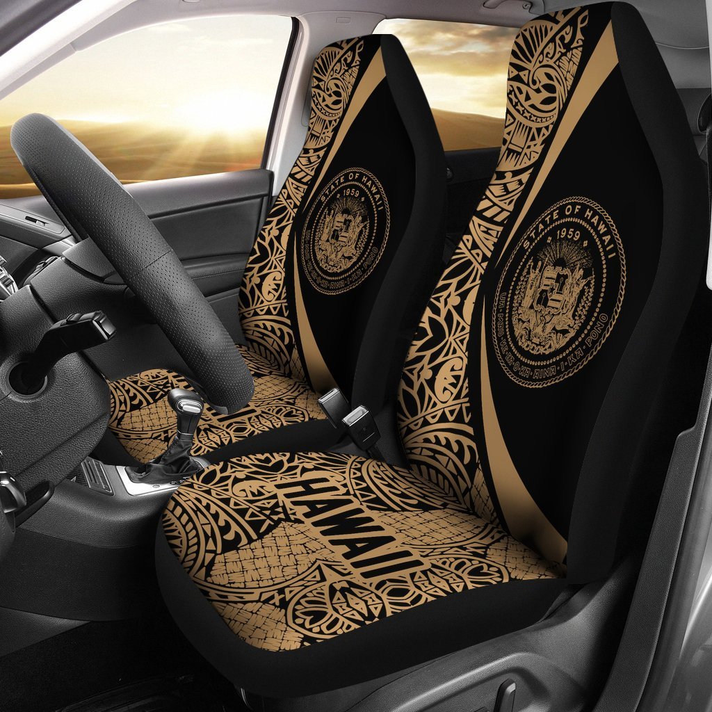 Hawaii Coat Of Arm Polynesian Car Seat Covers - Circle Style 05 J1-CAR SEAT COVERS-Alohawaii-Car Seat Covers-Universal Fit-White-Vibe Cosy™