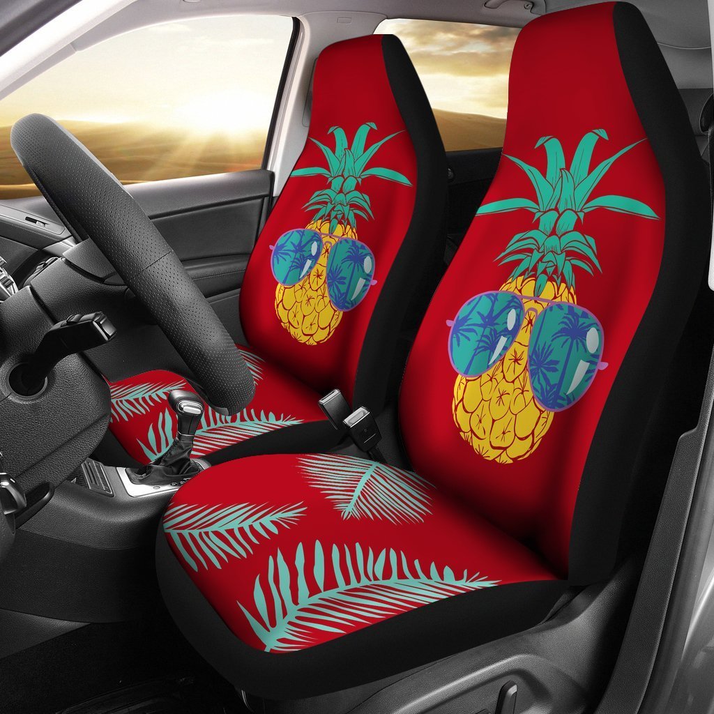 Pineapple Car Seat Covers 02 - AH-CAR SEAT COVERS-Alohawaii-Car Seat Covers-Universal Fit-White-Vibe Cosy™