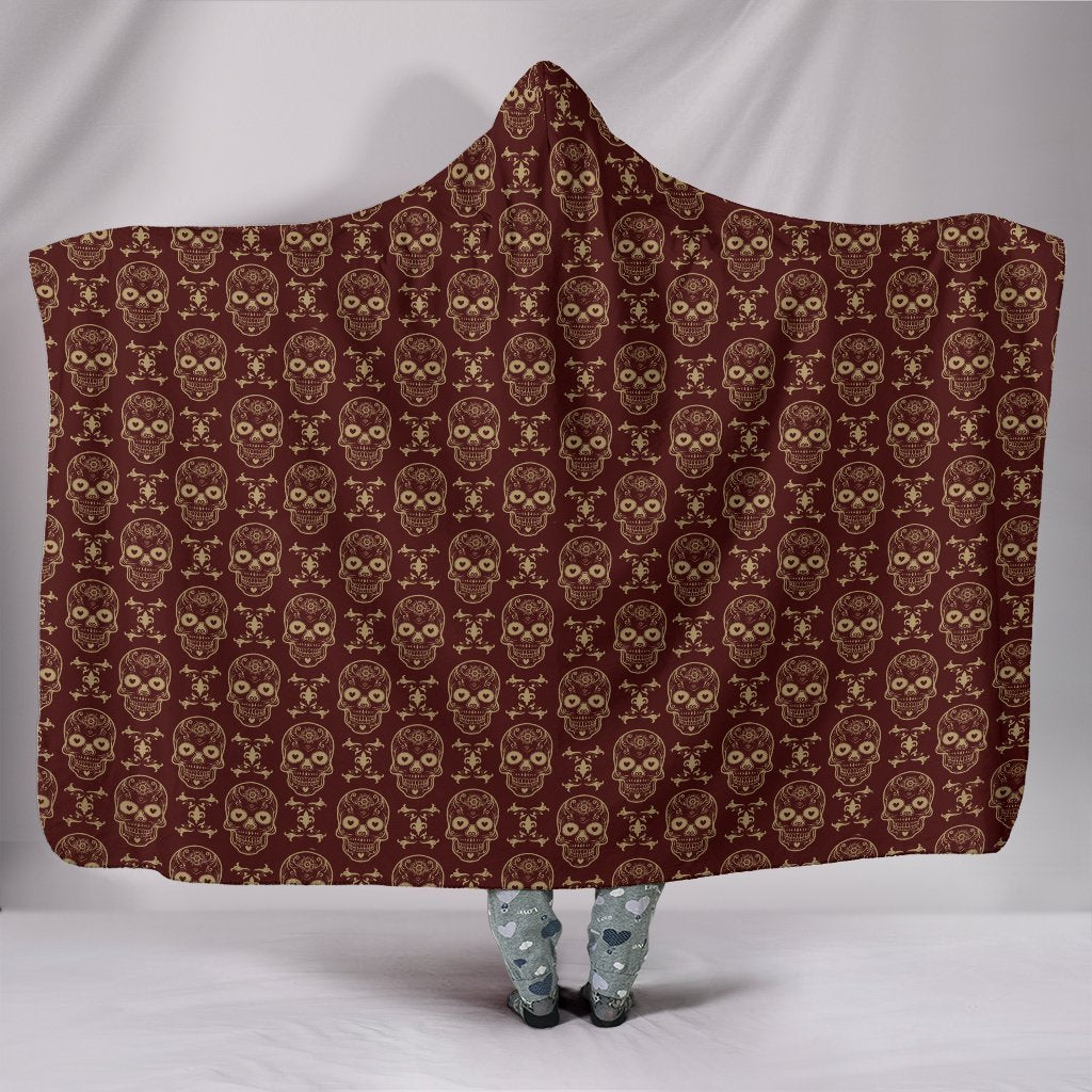 Custom Hoodie Blanket - Sugar Skulls-6teenth World™-Hooded Blanket-Youth 60"x45"-Vibe Cosy™