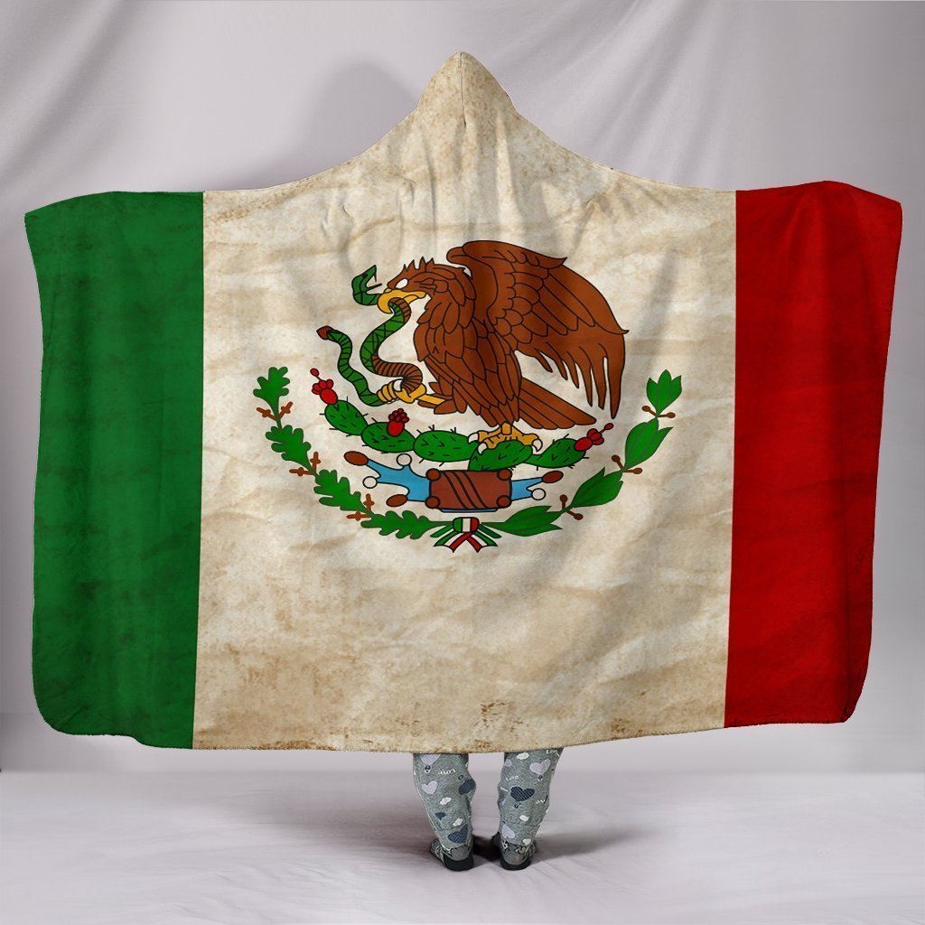 Custom Hoodie Blanket - Mexican Flag-6teenth World™-Hooded Blanket-Youth 60"x45"-Vibe Cosy™
