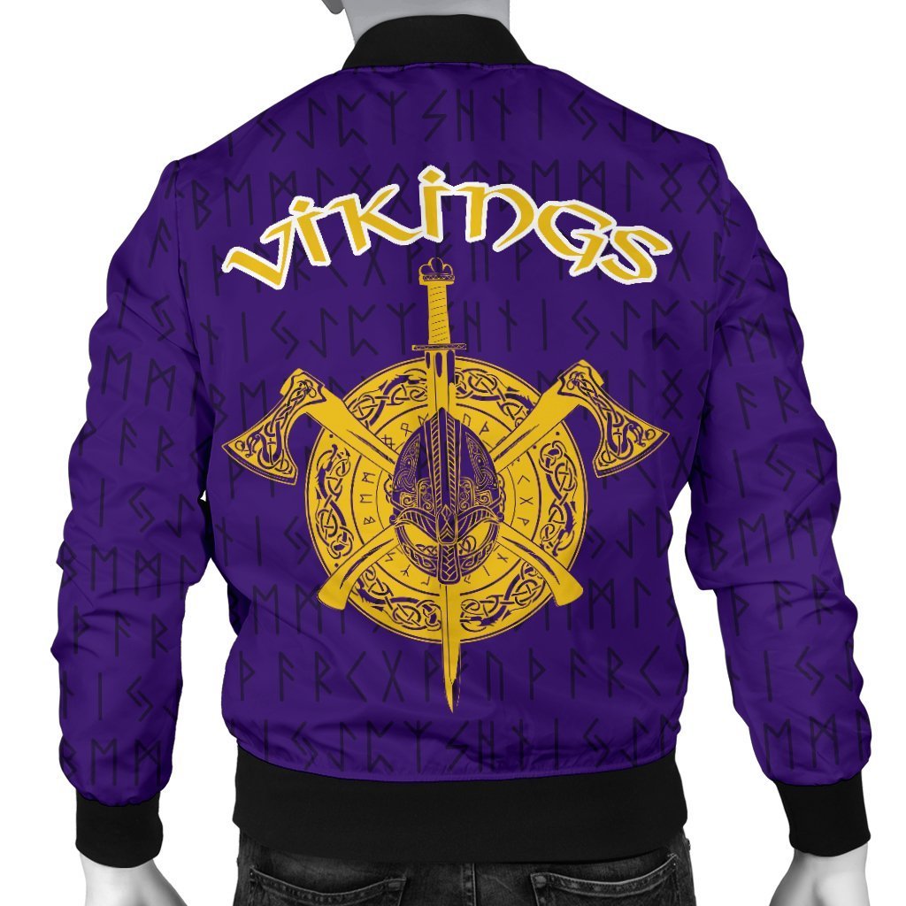Viking Warrior™ Men's Bomber Jacket TH75-BOMBER JACKETS (P)-HP Arts-Men's Bomber Jacket-S-Purple-Vibe Cosy™