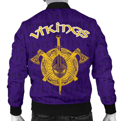 Viking Warrior™ Men's Bomber Jacket TH75-BOMBER JACKETS (P)-HP Arts-Men's Bomber Jacket-S-Purple-Vibe Cosy™