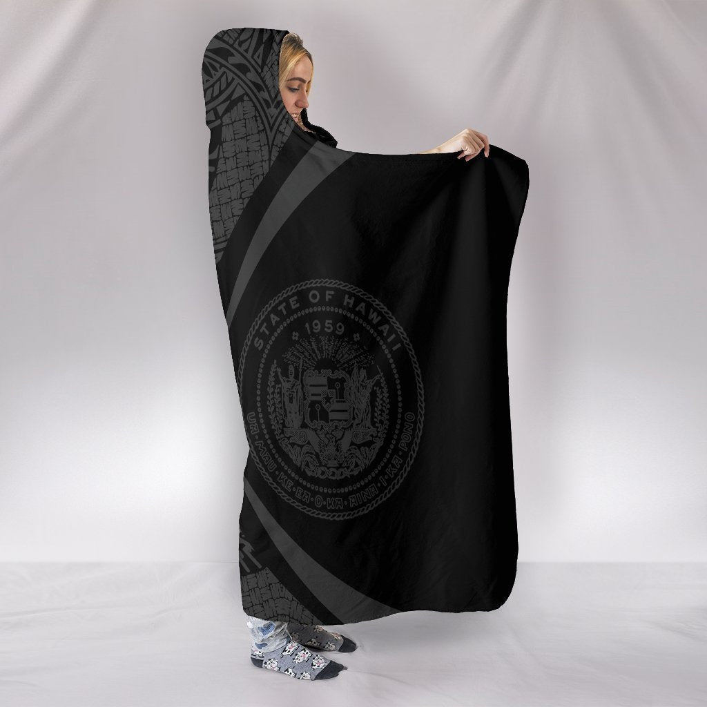 Hawaii Polynesian Hooded Blanket - Circle Style 02 J1-HOODED BLANKETS (P)-Phaethon-Hooded Blanket-Youth 60"x45"-White-Vibe Cosy™