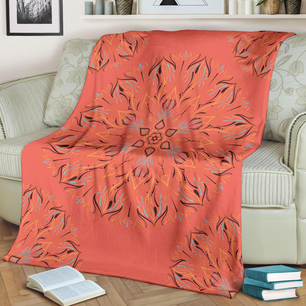 Mandala P1 (Living Coral) - Throw Blankets-Amaze Style™-Premium BlanketMandala P1 (Living Coral) - Throw Blankets-Youth (56 x 43 inches / 140 x 110 cm)-Vibe Cosy™