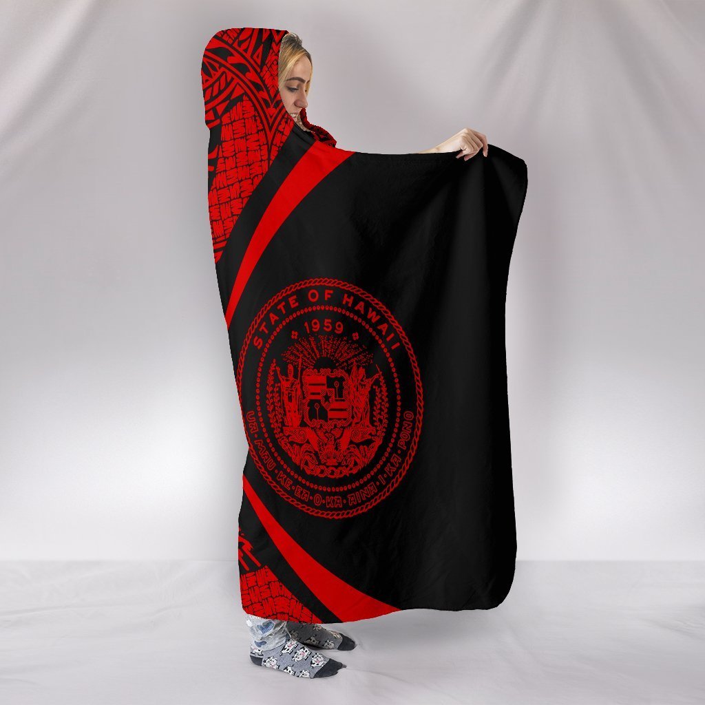 Hawaii Polynesian Hooded Blanket - Circle Style 03 J1-HOODED BLANKETS (P)-Alohawaii-Hooded Blanket-Youth 60"x45"-White-Vibe Cosy™