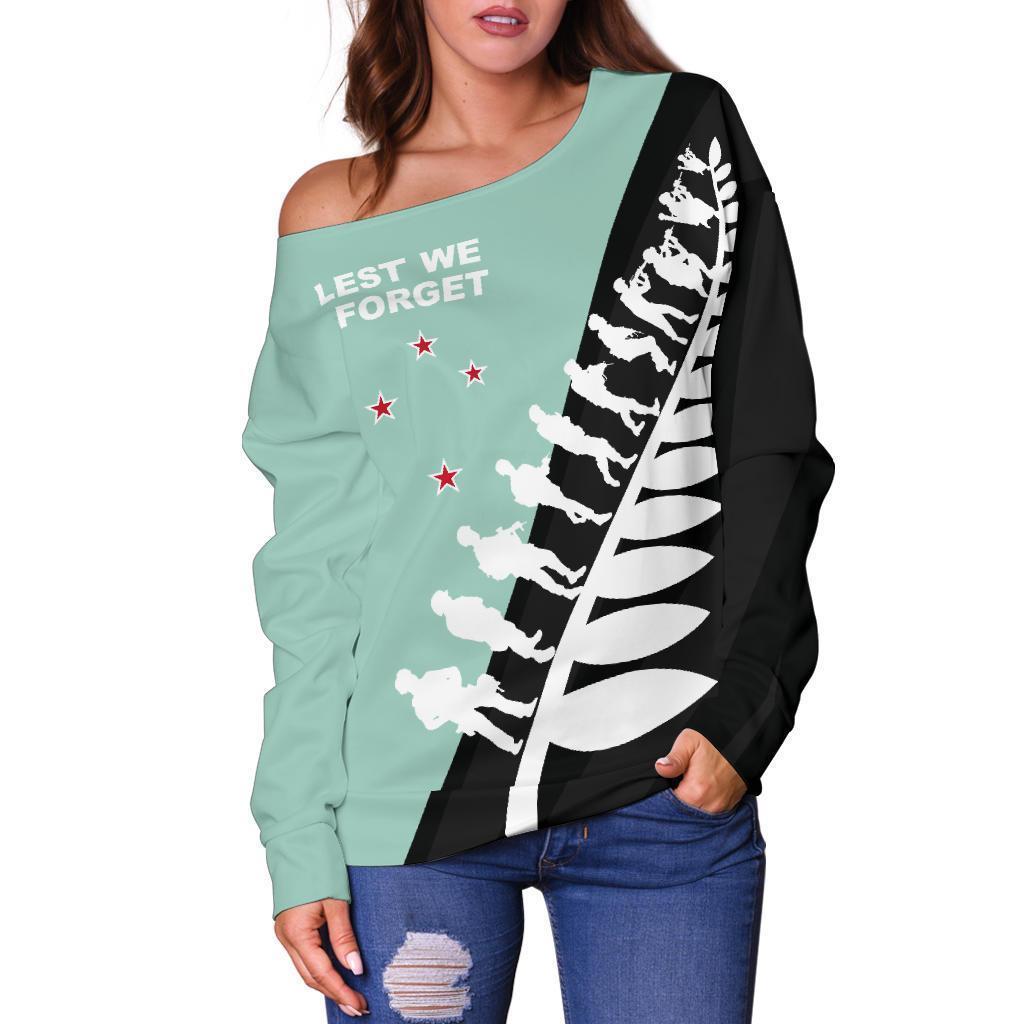 Lest We Forget - New Zealand Mint Off Shoulder Sweater K52-WOMENS OFF SHOULDER SWEATERS-HD09-Women's Off Shoulder Sweater - .-2XS-Vibe Cosy™
