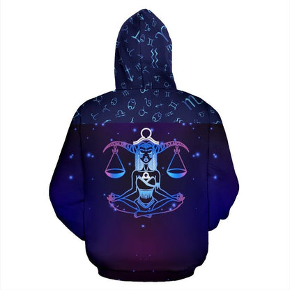 Libra Zodiac All Over Hoodie NTH140827-Apparel-NTH-Hoodie-S-Vibe Cosy™