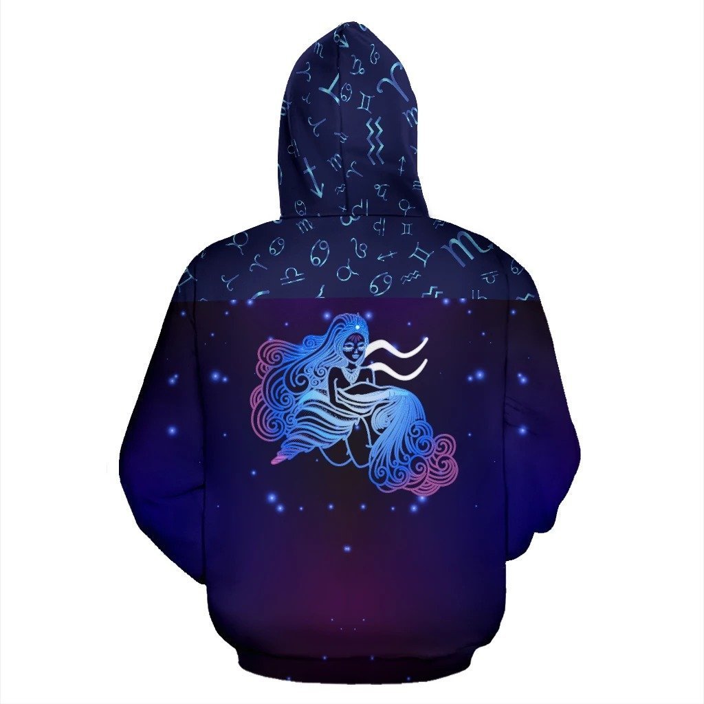 Aquarius Zodiac All Over Hoodie NTH140826-Apparel-NTH-Hoodie-S-Vibe Cosy™