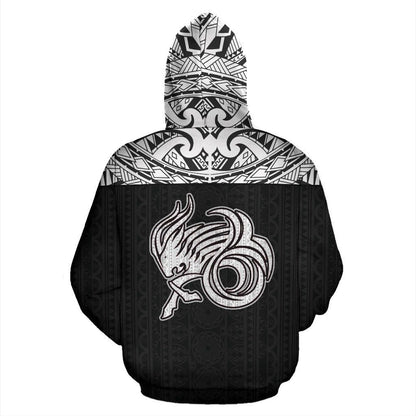 Capricorn Zodiac - Poly All Over Hoodie Black Version NTH140822-Apparel-NTH-Hoodie-S-Vibe Cosy™