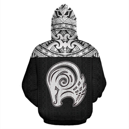 Aries Zodiac - Poly All Over Hoodie Black Version NTH140852-Apparel-NTH-Hoodie-S-Vibe Cosy™