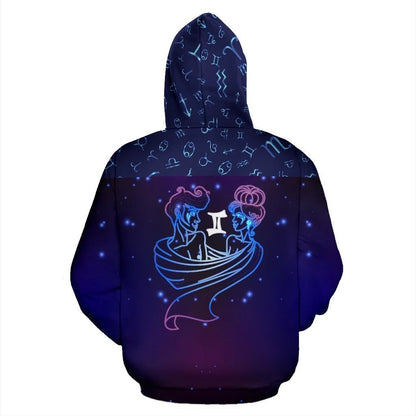 Gemini Zodiac All Over Hoodie NTH140830-Apparel-NTH-Hoodie-S-Vibe Cosy™