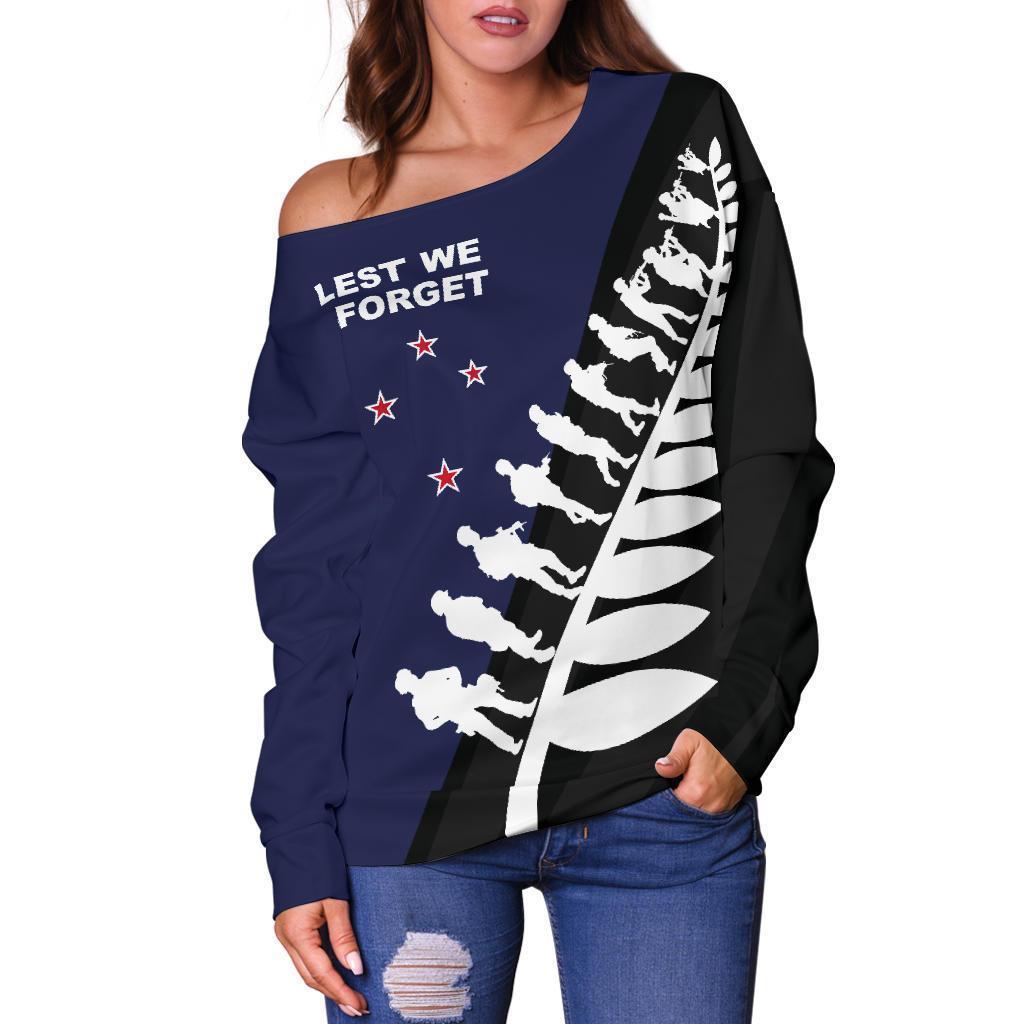 Lest We Forget - New Zealand Navy Off Shoulder Sweater K52-WOMENS OFF SHOULDER SWEATERS-HD09-Women's Off Shoulder Sweater - .-2XS-Vibe Cosy™