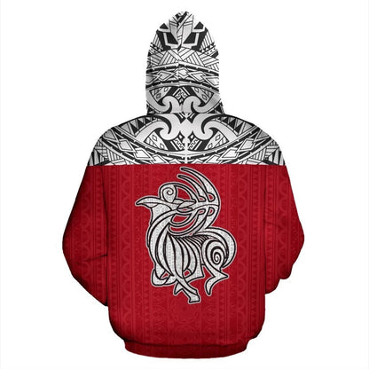 Sagittarius Zodiac - Poly All Over Hoodie Red Version NTH140840-Apparel-NTH-Hoodie-S-Vibe Cosy™