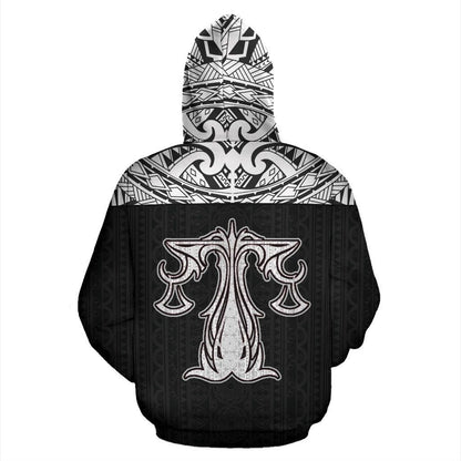Libra Zodiac - Poly All Over Hoodie Black Version NTH140838-Apparel-NTH-Hoodie-S-Vibe Cosy™