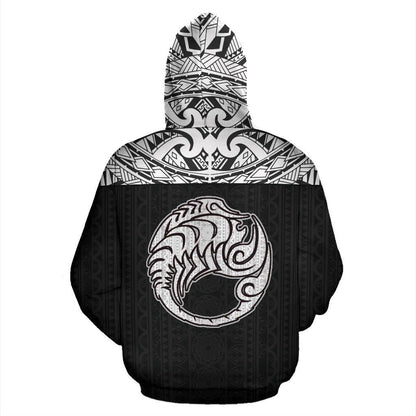 Scorpio Zodiac - Poly All Over Hoodie Black Version NTH140824 - Amaze Style™-Apparel