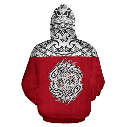 Pisces Zodiac - Poly All Over Hoodie Red Version NTH140839-Apparel-NTH-Hoodie-S-Vibe Cosy™
