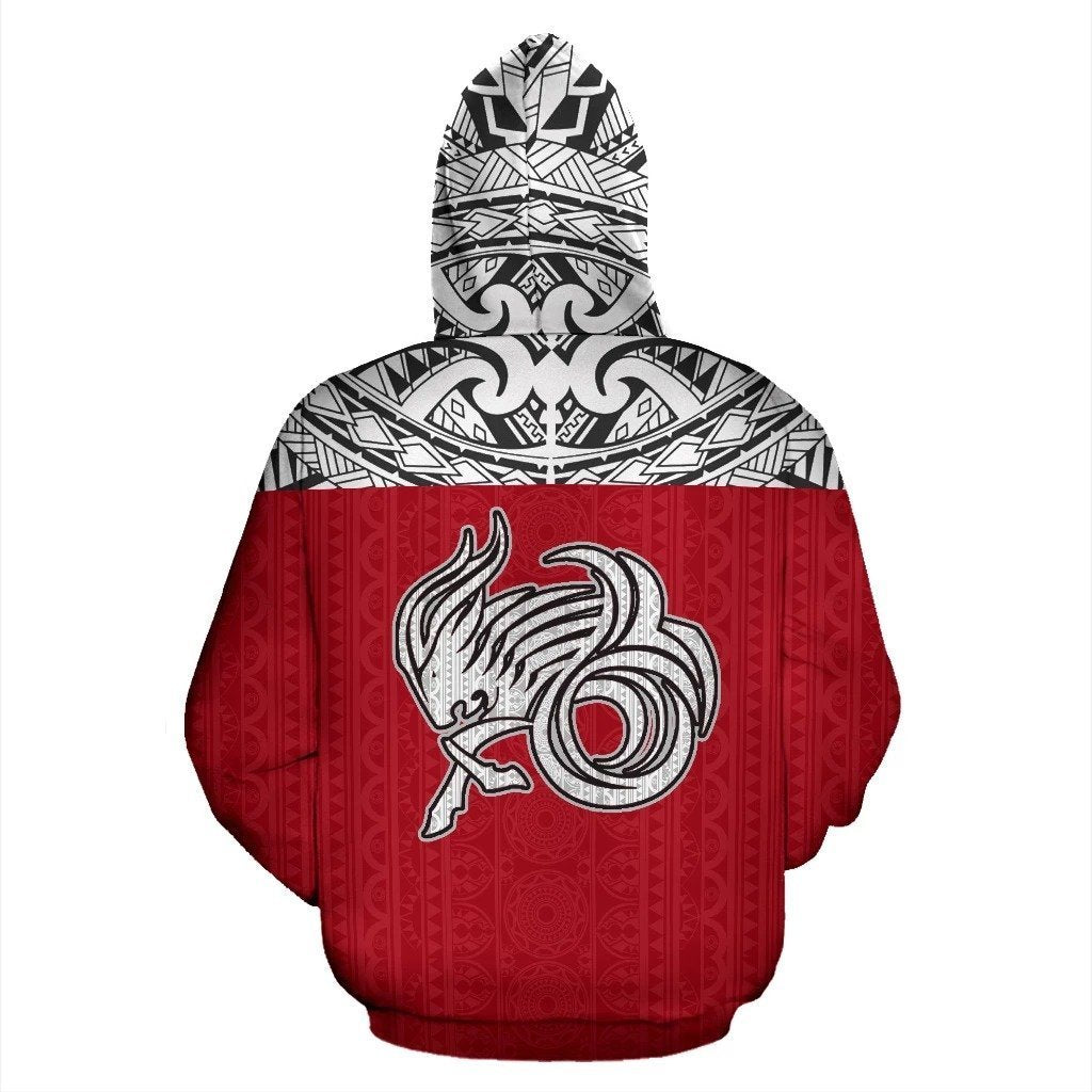 Capricorn Zodiac - Poly All Over Hoodie Red Version NTH140848-Apparel-NTH-Hoodie-S-Vibe Cosy™