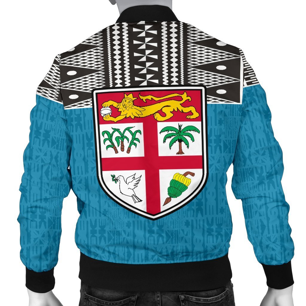 Fiji Bomber Jacket - Polynesian Design - BN09-BOMBER JACKETS (P)-Khanh Arts-Men's Bomber Jacket-S-White-Vibe Cosy™