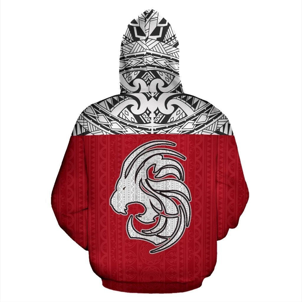 Leo Zodiac - Poly All Over Hoodie Red Version NTH140844-Apparel-NTH-Hoodie-S-Vibe Cosy™