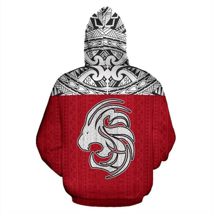 Leo Zodiac - Poly All Over Hoodie Red Version NTH140844-Apparel-NTH-Hoodie-S-Vibe Cosy™