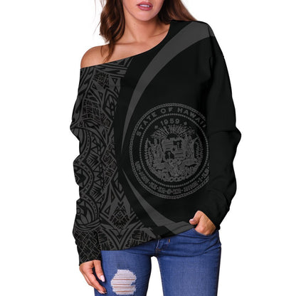 Hawaii Polynesian Women's Off Shoulder Sweater 01 - J4-WOMENS OFF SHOULDER SWEATERS-Phaethon-Women's Off Shoulder Sweater-2XS-White-Vibe Cosy™