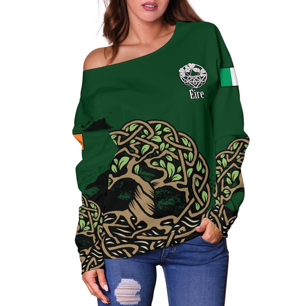 Celtic Tree Of Life Women's Off Shoulder Sweater Version 2 Z2-WOMENS OFF SHOULDER SWEATERS-HD09-Women's Off Shoulder Sweater - .-2XS-Vibe Cosy™