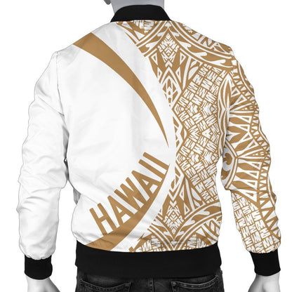 Hawaii Coat Of Arm Polynesian Men's Bomber Jacket - Circle Style 05 - AH - J1-BOMBER JACKETS (P)-Phaethon-Men's Bomber Jacket-S-White-Vibe Cosy™