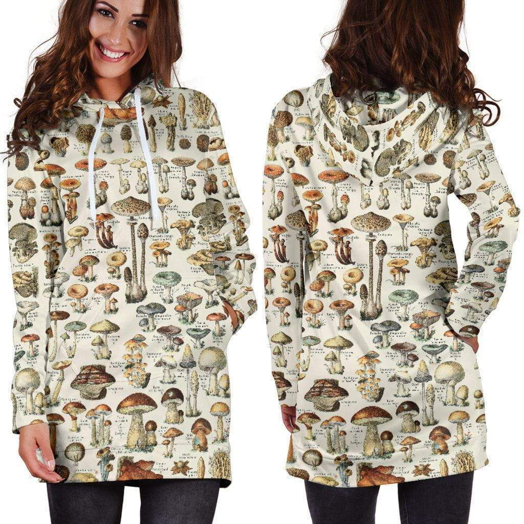 All Over Print Champignons-Apparel-NTH-Hoodie Dress-S-Vibe Cosy™
