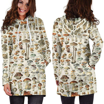 All Over Print Champignons-Apparel-NTH-Hoodie Dress-S-Vibe Cosy™
