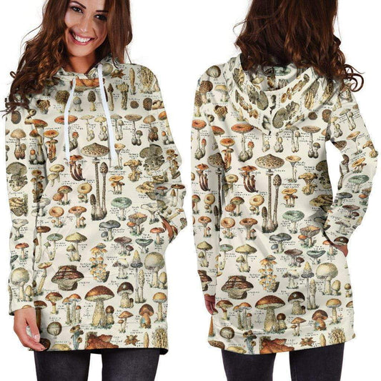 All Over Print Champignons-Apparel-NTH-Hoodie Dress-S-Vibe Cosy™