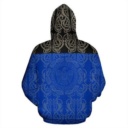 Viking All Over Zip-Up Hoodie - Raven Bn10-ALL OVER PRINT ZIP HOODIES (P)-HP Arts-Zip-Up Hoodie-S-Vibe Cosy™